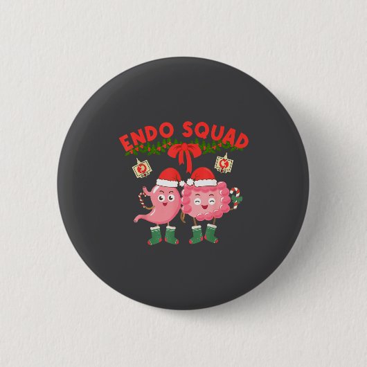 Endo Squad Nurse Stomach Santa Hat Endoscopy Tech 缶バッジ (正面)