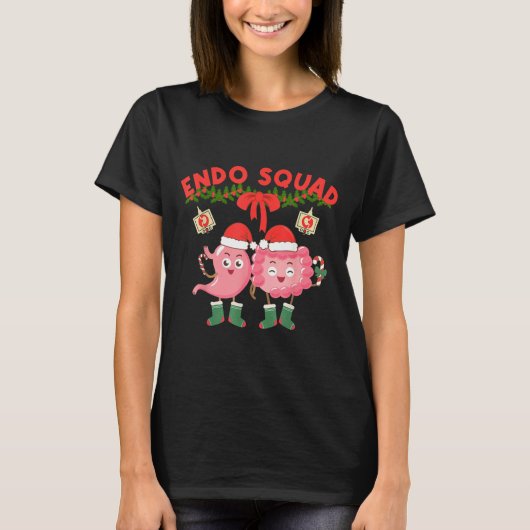 Endo Squad Nurse Stomach Santa Hat Endoscopy Tech Tシャツ (正面)