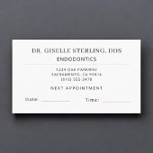 Endodontics Dentistry Dentist Appointment Card 名刺