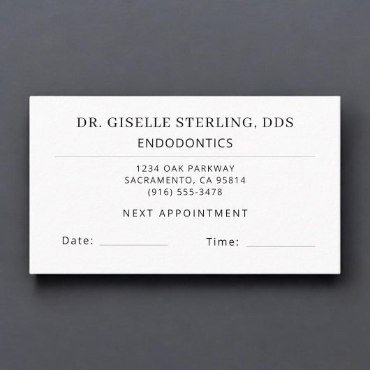 Endodontics Dentistry Dentist Appointment Card 名刺