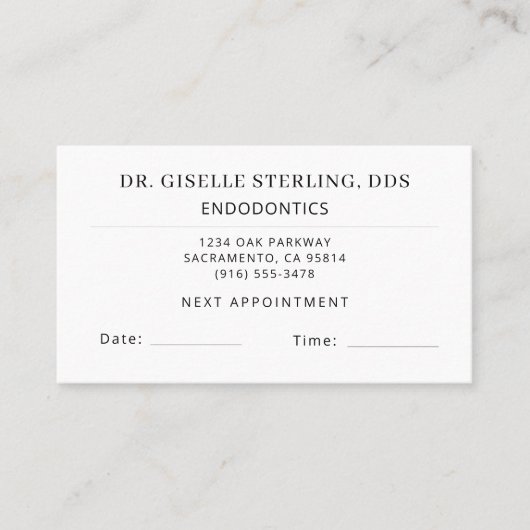 Endodontics Dentistry Dentist Appointment Card 名刺 (正面)