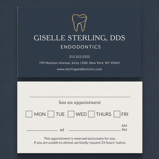 Endodontics Dentistry Tooth Appointment Reminder 名刺