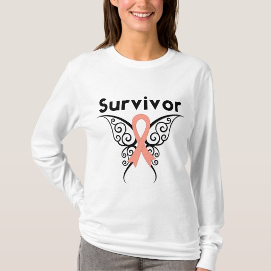 Endometrial蟹座の生存者の種族の蝶 Tシャツ (正面)