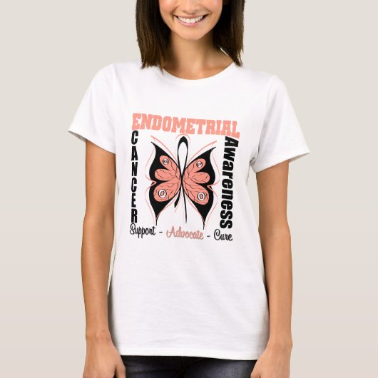 Endometrial認識度の蝶 Tシャツ (正面)