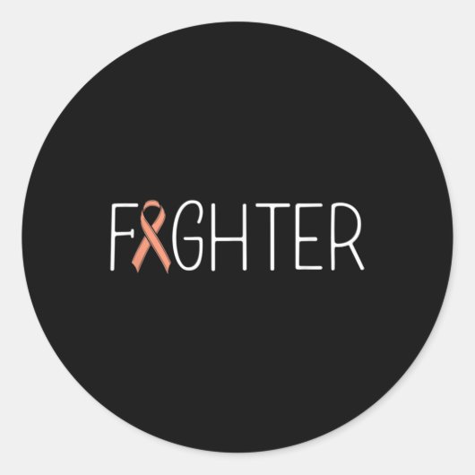 Endometrial Cancer Fighter Peach Uterine Cancer Aw ラウンドシール (正面)