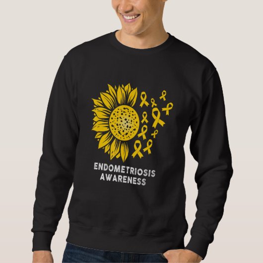Endometriosis Awareness sunflower with Yellow Ribb スウェットシャツ (正面)