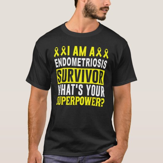 Endometriosis Awareness Survivor Yellow Ribbon Sup Tシャツ (正面)