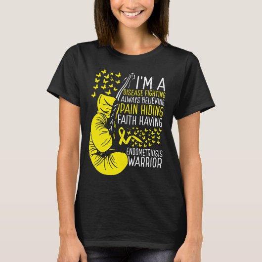 Endometriosis Warrior Awareness Ribbon Disease Tシャツ (正面)