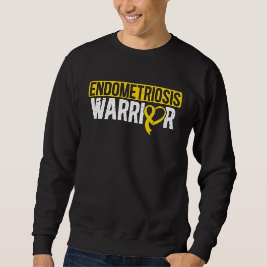 Endometriosis Warrior Yellow Ribbon Endo Awareness スウェットシャツ (正面)