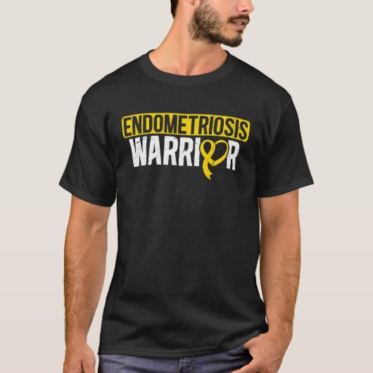 Endometriosis Warrior Yellow Ribbon Endo Awareness Tシャツ (正面)