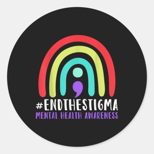 #endthestigma - Mental Health認識度セミコロン ラウンドシール (正面)