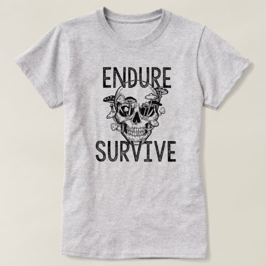 Endure+and+Survive+ドクロ+キノコ | ダークサバイバー Tシャツ (デザイン正面)