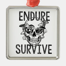 Endure and Survive Skull with Mushrooms  メタルオーナメント