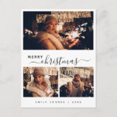 Enegant 3フォトモダンコラージクリスマス ポストカード (正面)