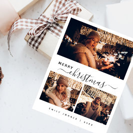 Enegant 3フォトモダンコラージクリスマス ポストカード