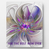 Energetic, Abstract Fractal Art Flower Best Mom フォトプラーク (正面)