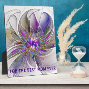 Energetic, Abstract Fractal Art Flower Best Mom フォトプラーク
