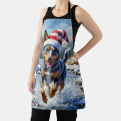 Energetic Blue Heeler Dog Winter Creek Christmas エプロン (インサイチュ)