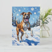 Energetic Boxer Dog Leaping in Winter Snow Fun シーズンカード (スタンド正面)