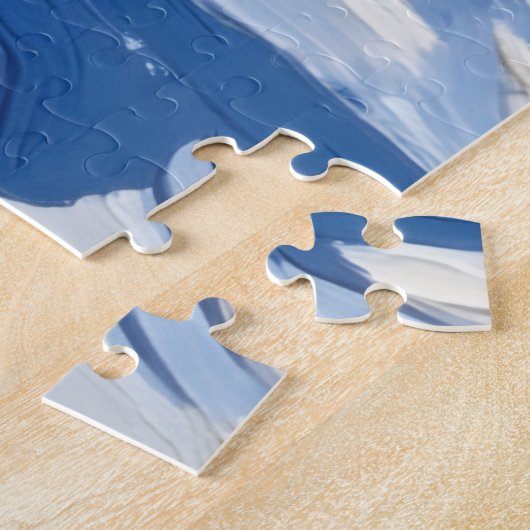 Energetic Boxer Dog Leaping in Winter Snow Fun ジグソーパズル (側面)