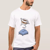 Energetic Cartoon Coffee Cup Jumping Over  Tシャツ (正面)