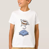 Energetic Cartoon Coffee Cup Jumping Over  Tシャツ (正面)