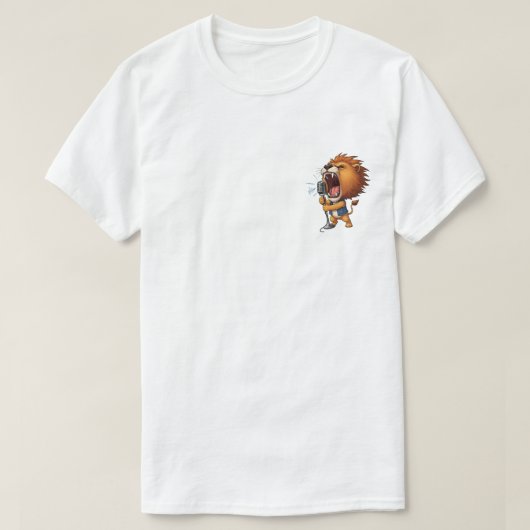 Energetic Cartoon Lion Rocker Singing Loudly Tシャツ (デザイン正面)
