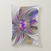Energetic, Colorful Abstract Fractal Art Flower アクセントクッション (正面(垂直))