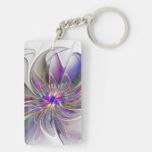Energetic, Colorful Abstract Fractal Art Flower キーホルダー (裏面)