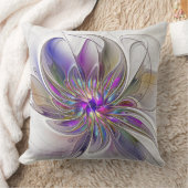 Energetic, Colorful Abstract Fractal Art Flower クッション (ブランケット)