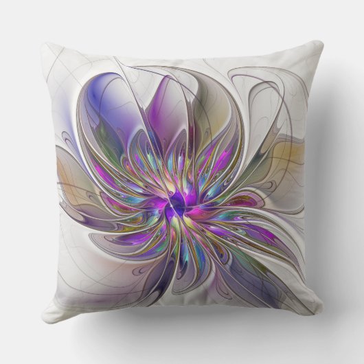 Energetic, Colorful Abstract Fractal Art Flower クッション (裏面)