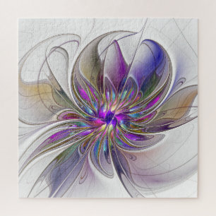 Energetic, Colorful Abstract Fractal Art Flower ジグソーパズル