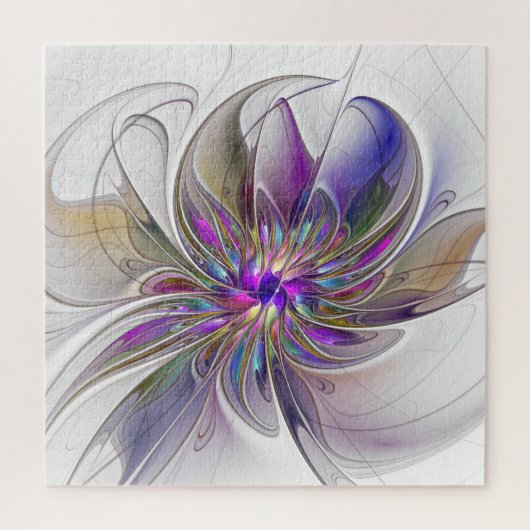 Energetic, Colorful Abstract Fractal Art Flower ジグソーパズル (縦)