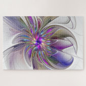 Energetic, Colorful Abstract Fractal Art Flower ジグソーパズル (横)
