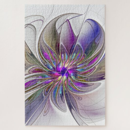 Energetic, Colorful Abstract Fractal Art Flower ジグソーパズル (縦)