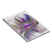 Energetic, Colorful Abstract Fractal Art Flower ノートブック (右側)