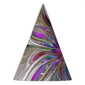 Energetic, Colorful Abstract Fractal Art Flower パーティーハット (左)