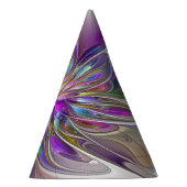 Energetic, Colorful Abstract Fractal Art Flower パーティーハット (右)