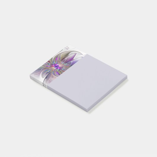 Energetic, Colorful Abstract Fractal Art Flower ポストイット (アングル)