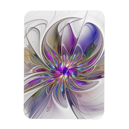 Energetic, Colorful Abstract Fractal Art Flower マグネット (縦)