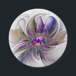 Energetic, Colorful Abstract Fractal Art Flower 缶バッジ<br><div class="desc">A multicolored powerful fantasy flower,
unique floral fractal art.
Design for your round button and more.</div>