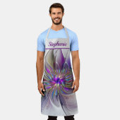 Energetic, Colorful Abstract Fractal Flower Name エプロン (着用した状態)