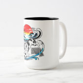 Energetic Soccer Cat Kawaii Gift for Football ツートーンマグカップ (正面右)