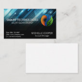 Energy 太陽の Powerロゴ | 技術モダン 名刺 (正面/裏面)