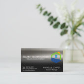 Energy 太陽の Powerロゴ |金属の背景 名刺 (スタンド正面)