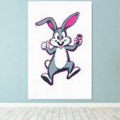 Energy Bunny Canvas – Cute Rabbit Kids Wall Art キャンバスプリント (インサイチュ (ウッドフロア))