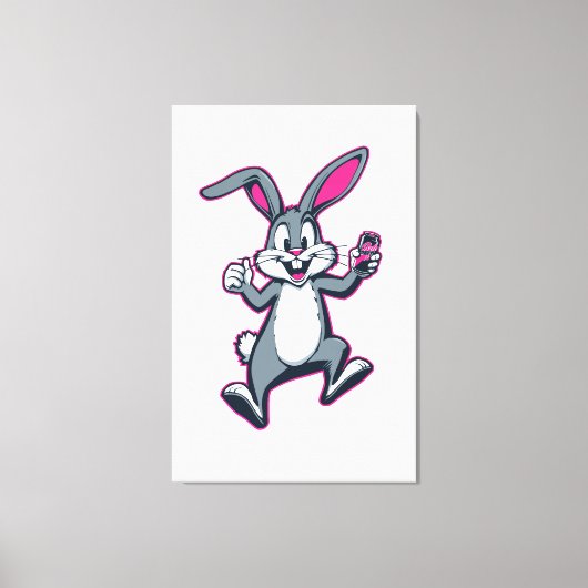 Energy Bunny Canvas – Cute Rabbit Kids Wall Art キャンバスプリント (正面)