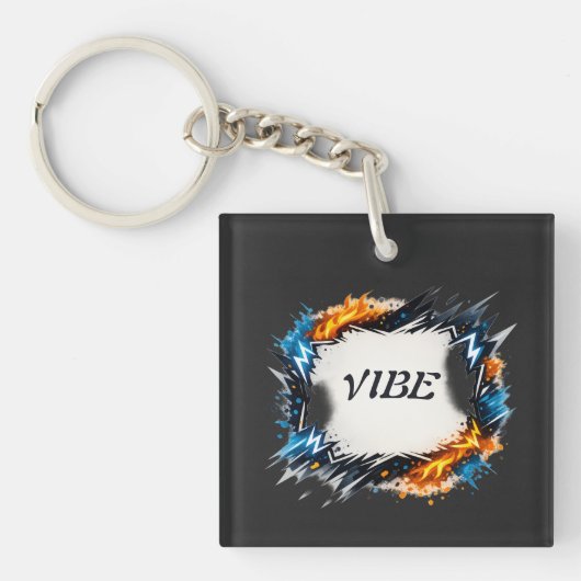 Energy Circle – Customizable Text Design キーホルダー (正面)