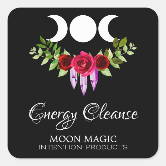 Energy Cleanse Intention Candleラベル スクエアシール (正面)