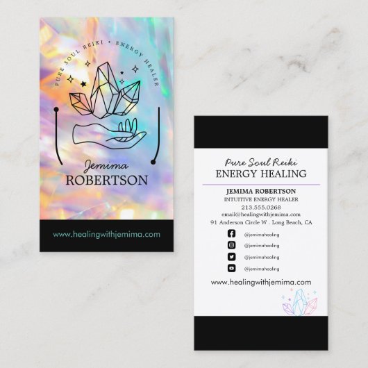 Energy Healer/直感的/霊気/ Crystal Michusin 名刺 (正面/裏面)